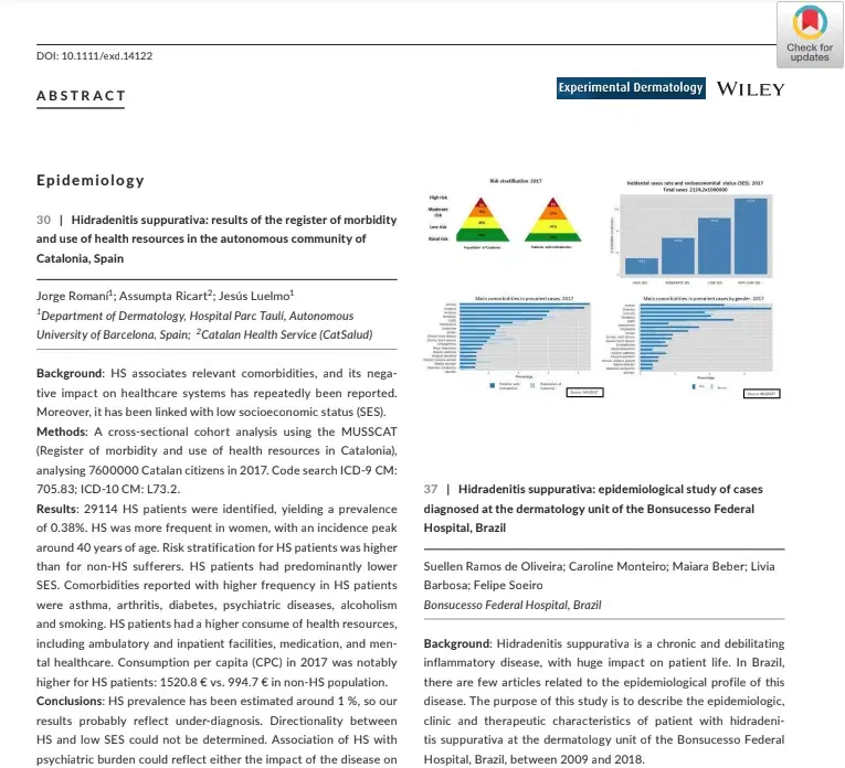 Artigo publicado em revista internacional: Estudo populacional de hidradenite supurativa no Brasil