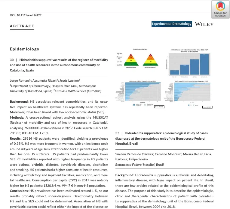 Artigo publicado em revista internacional: Estudo populacional de hidradenite supurativa no Brasil